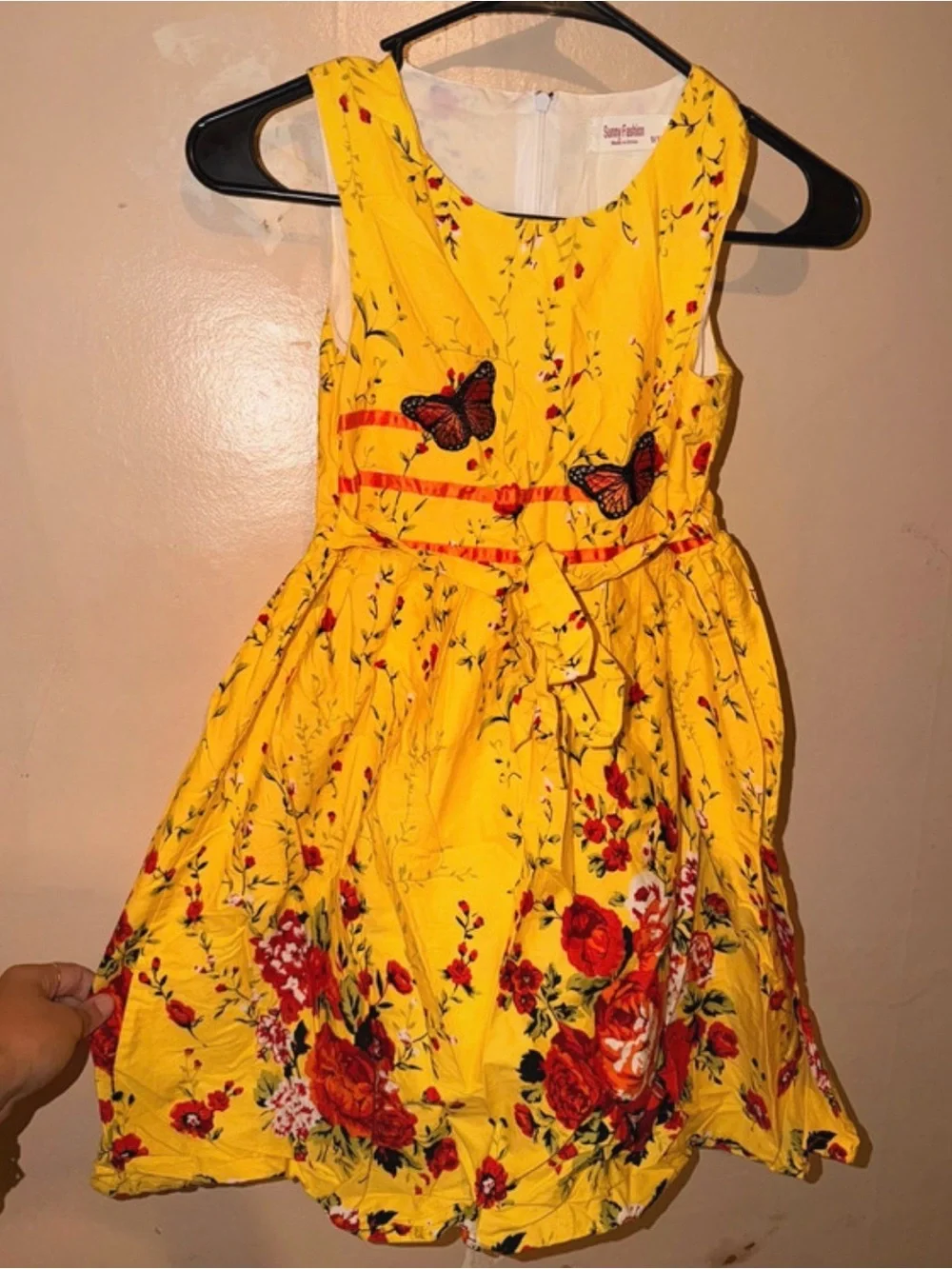 Sunshine Yellow Floral & Butterfly Girls' Dress